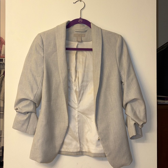 H&M Jackets & Blazers - H&M Open Gray Textured Blazer